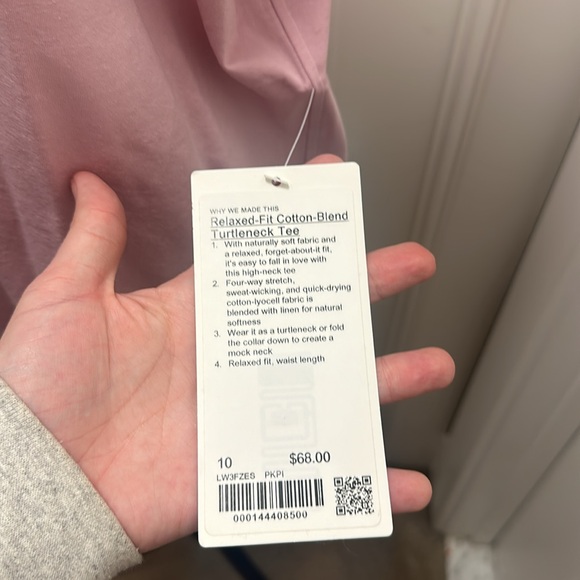 NWT Lululemon Cotton Turtleneck Tee in Pink Peony - Picture 2 of 4